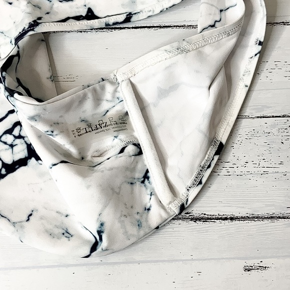 ZAFUL | Marble Print High Waisted Bandeau Bikini - Picture 6 of 7